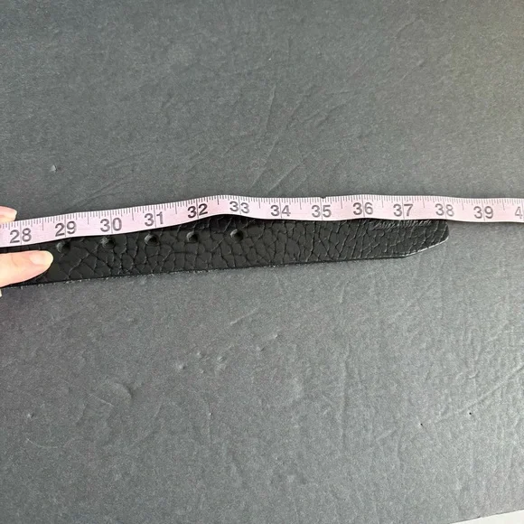 Bottega Artigiana Belt Italian Black Leather Belt Silver Tone Buckle Italy 32